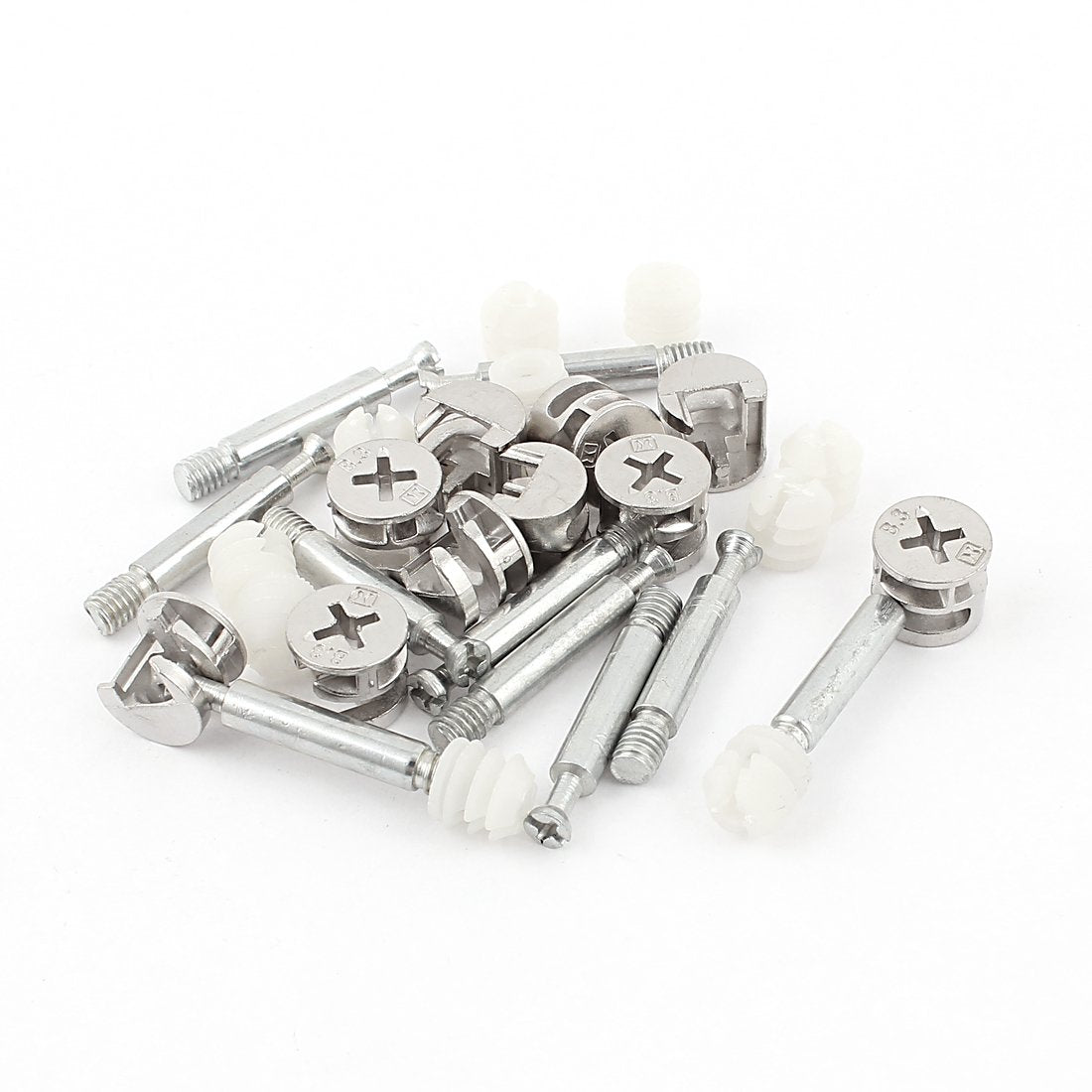 3-in-1 Furniture Connecting Kit 14mm OD Cam Fitting, M6x40mm Dowel Screws, 11mm OD Pre-Inserted Nut 10 Sets