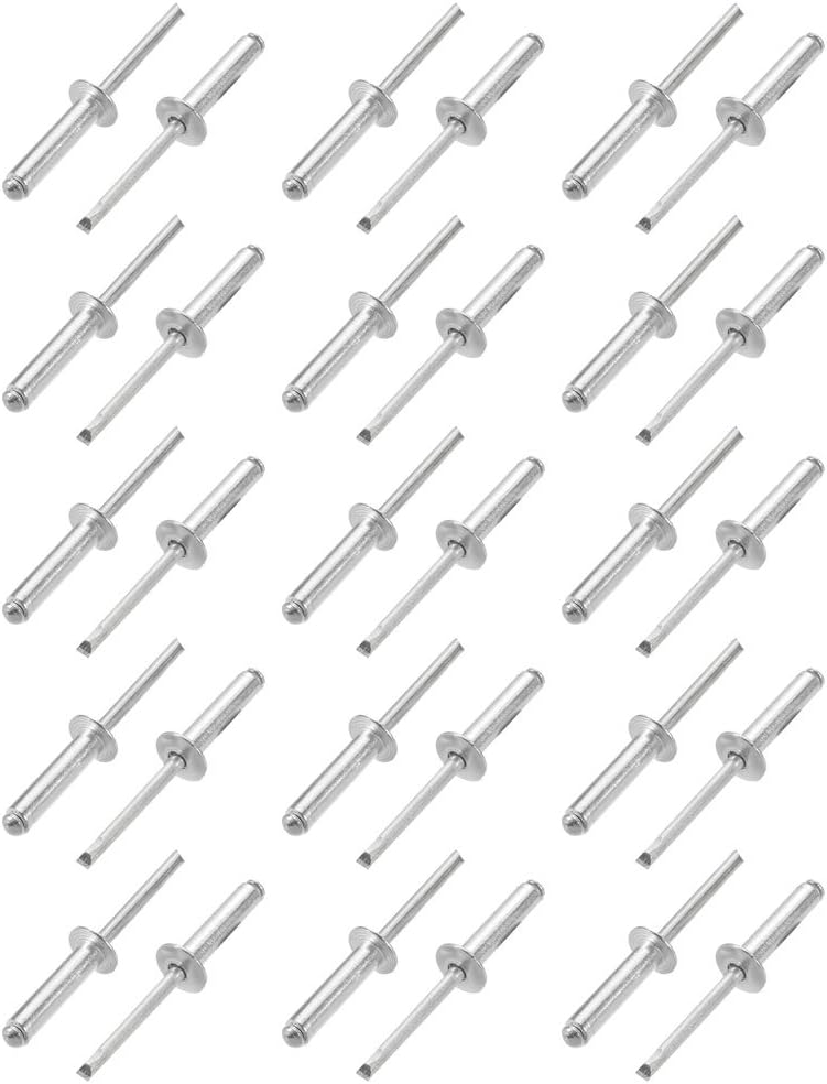 30 Pcs 6mm x 25mm Aluminum/Steel Open End Blind Rivets