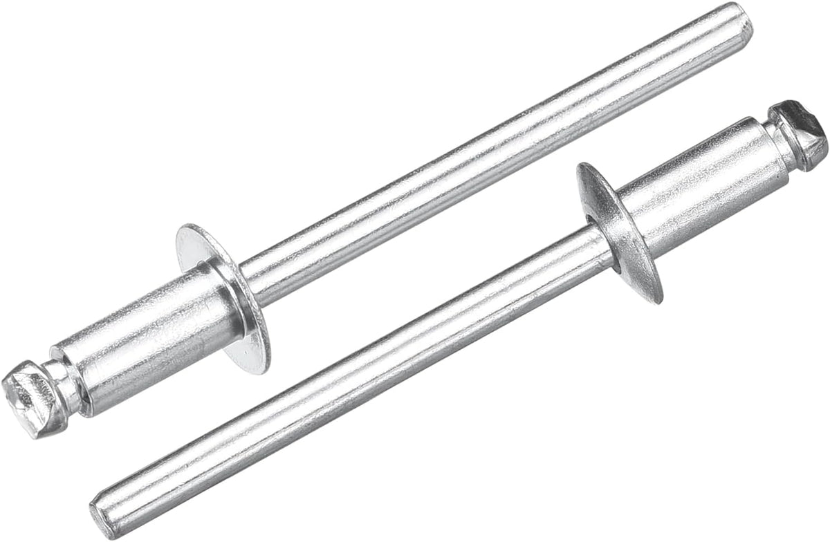 100Pcs 5/32"x5/16" Aluminum Dome-Head Blind Rivets, Open-End Type Blind Rivets for DIY, Sheet Metal, Automotive Repairs, Furniture, Boat, and Duct Work (Silver)