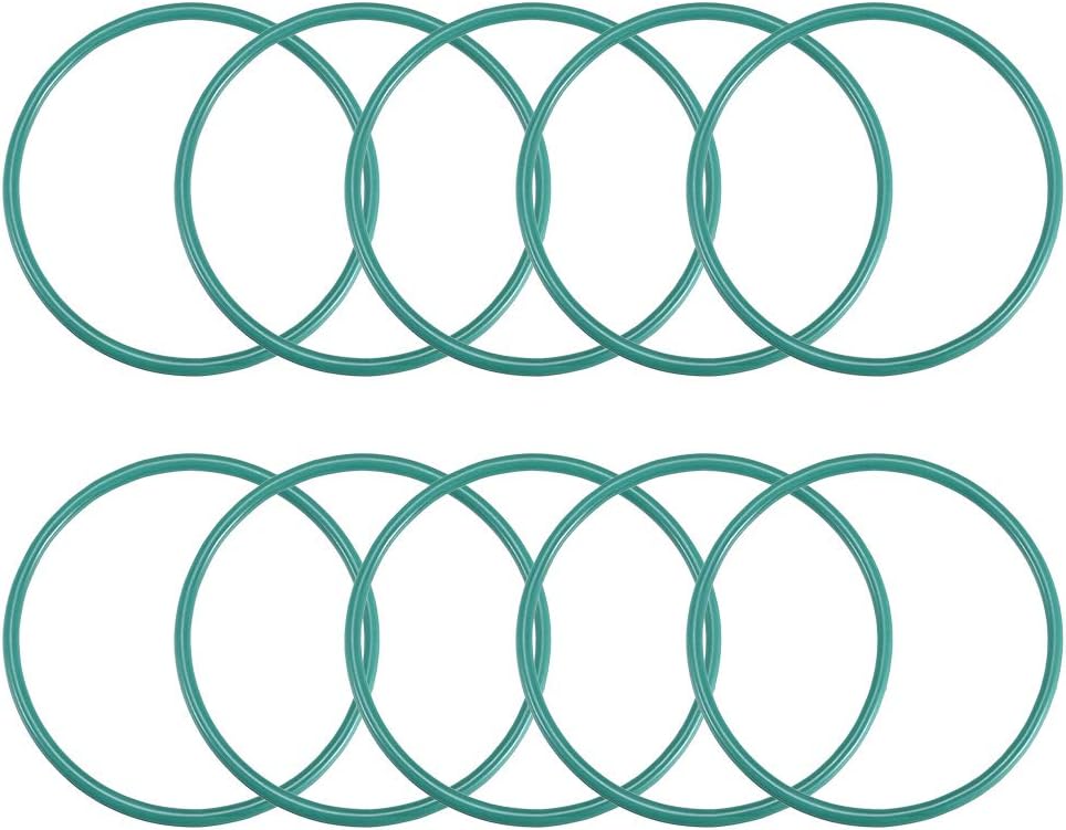 Fluorine Rubber O-Rings, 50mm OD 45.2mm ID 2.4mm Width FKM Seal Gasket for Machinery Plumbing, Green, Pack of 10
