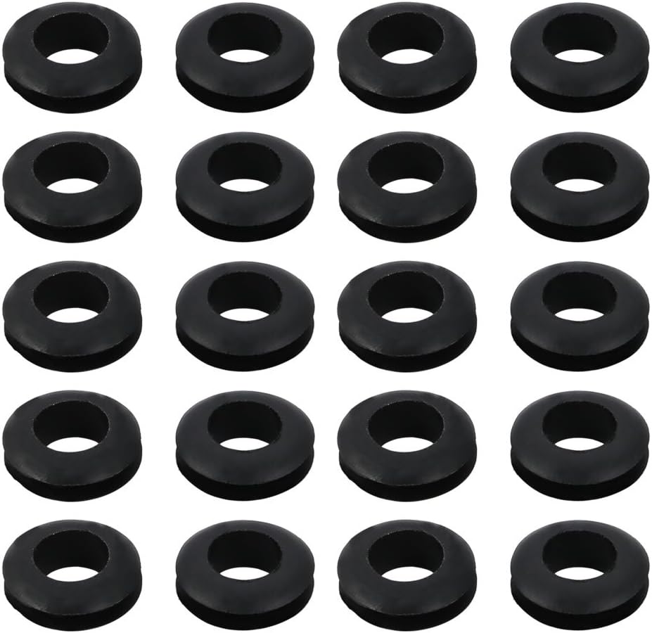20pcs 8mm Diameter Floor Lamp Pire Protection Coil Rubber Grommet Black