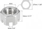 M18x2.5mm Hexagon Slotted Nut, Grade 6.8 316 Stainless Steel Hex Castle Nuts, Silver Tone