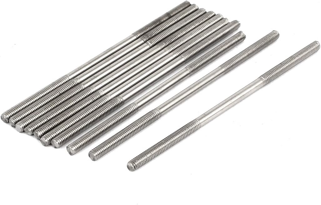 M3x70mm 304 Stainless Steel Double End Threaded Stud Screw Bolt 10pcs