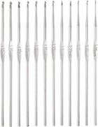 Crochet Hooks Set 0.6-1.9mm Iron Knitting Needles Comfortable Smooth Crochet Needles for DIY Craft Yarn, Silver Tone