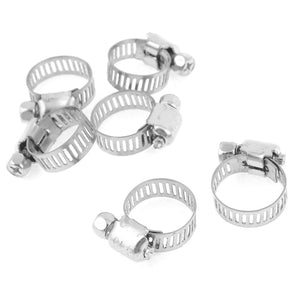6 Pcs 9-16mm Adjustable Stainless Steel Hoop Ring Gear Hose Clamp