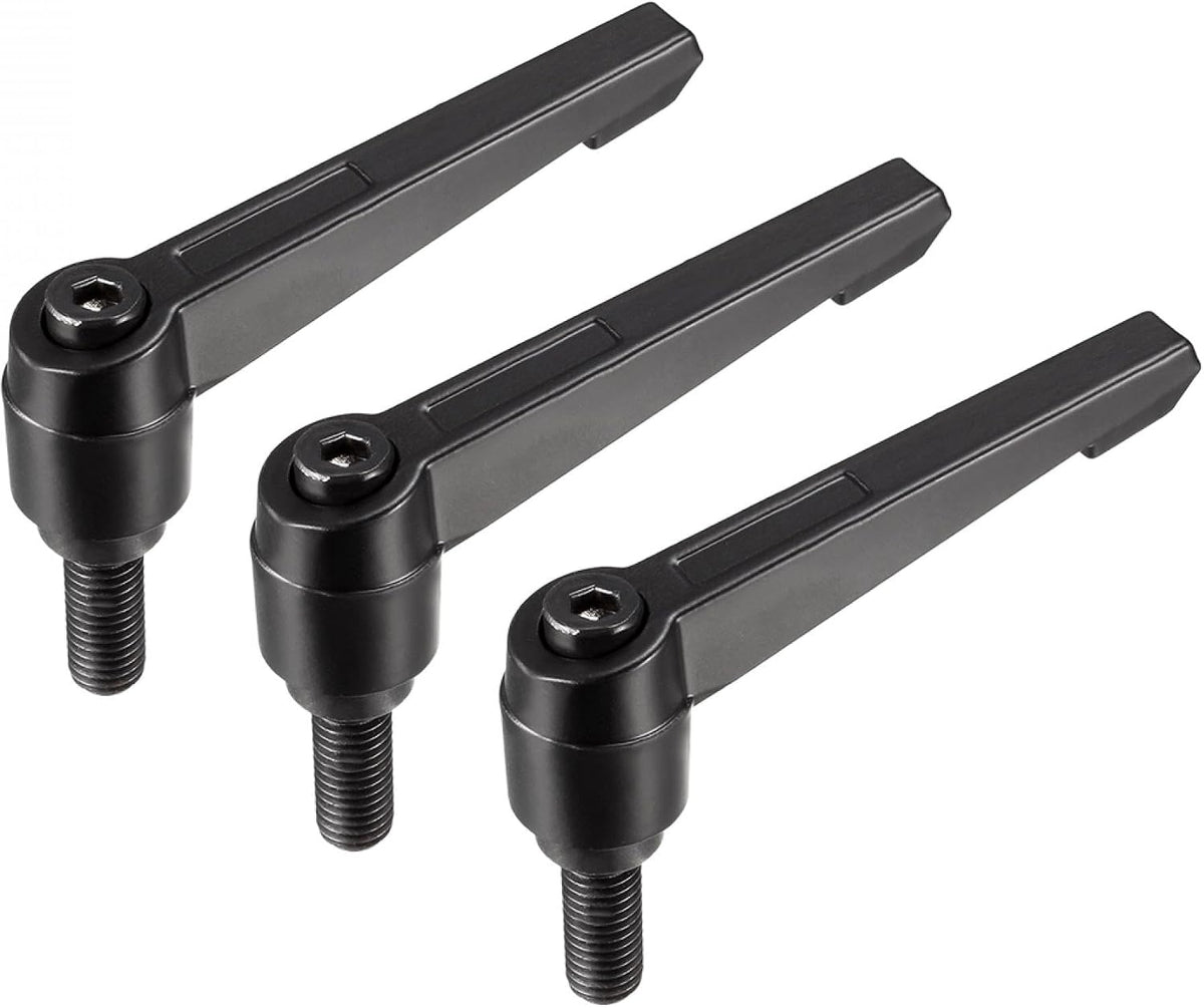 M10 x 25mm Handle Adjustable Clamping Lever Thread Push Button Ratchet Male Threaded Stud Knobs Quick Release Screw Handles Bolts with Locking Lever Black 3pcs