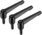 M10 x 25mm Handle Adjustable Clamping Lever Thread Push Button Ratchet Male Threaded Stud Knobs Quick Release Screw Handles Bolts with Locking Lever Black 3pcs