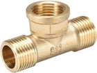 Brass Tee Pipe Fitting G1/2 Male x G1/2 Female x G1/2 Male T-Shaped Adapter Pipe Coupler