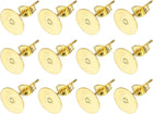 20Pcs Stud Earring Posts, 8mm Stainless Steel Flat Pad Ear Pin with Butterfly Earring Backs for Jewelry DIY Making Findings, Gold