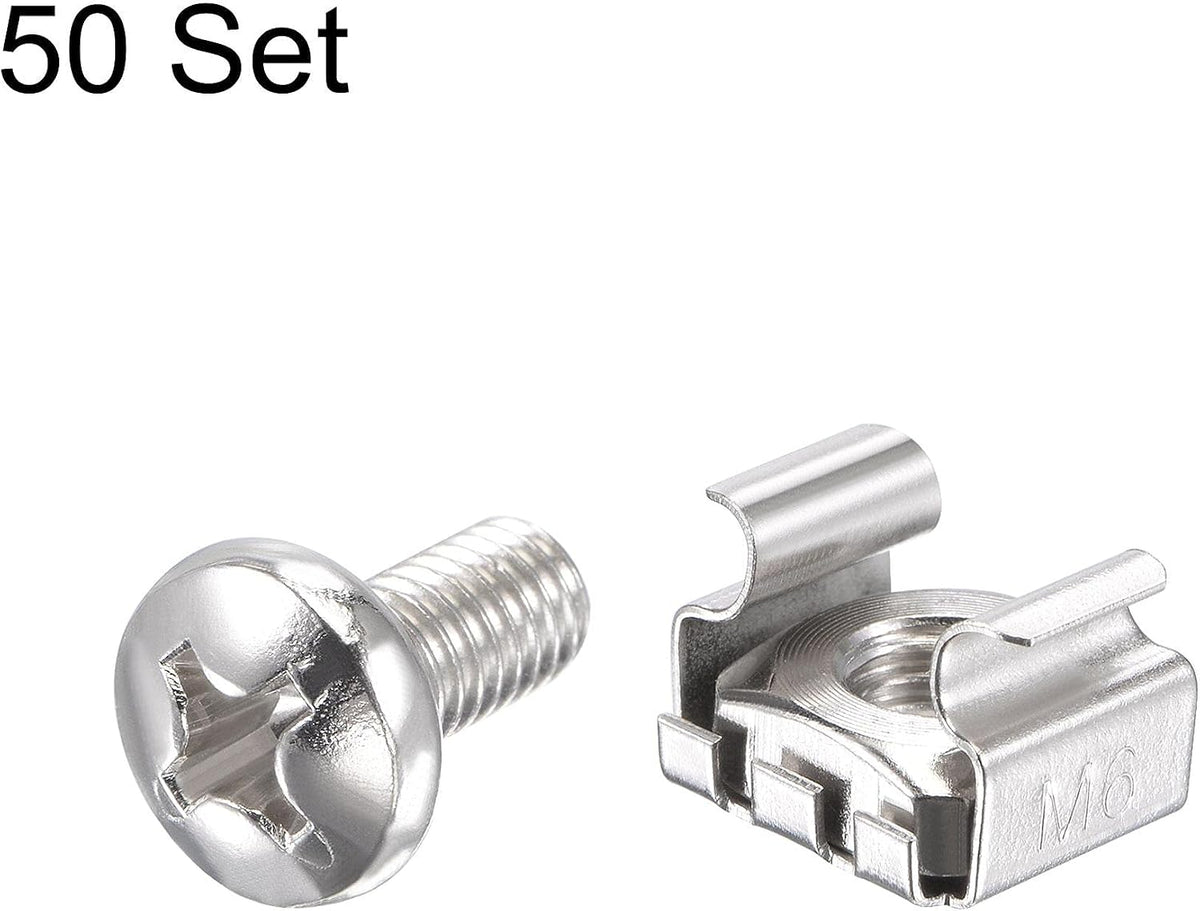 Visseries pour étagère de serveur, vis M6x12mm et écrous de cage 50Set