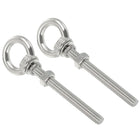 M8x80 5/16"x3.15" Stainless Steel Eye Bolts Threaded Screw Eyebolt Shoulder Ring with Nuts Washers for Lifting Hanging, 2 Set