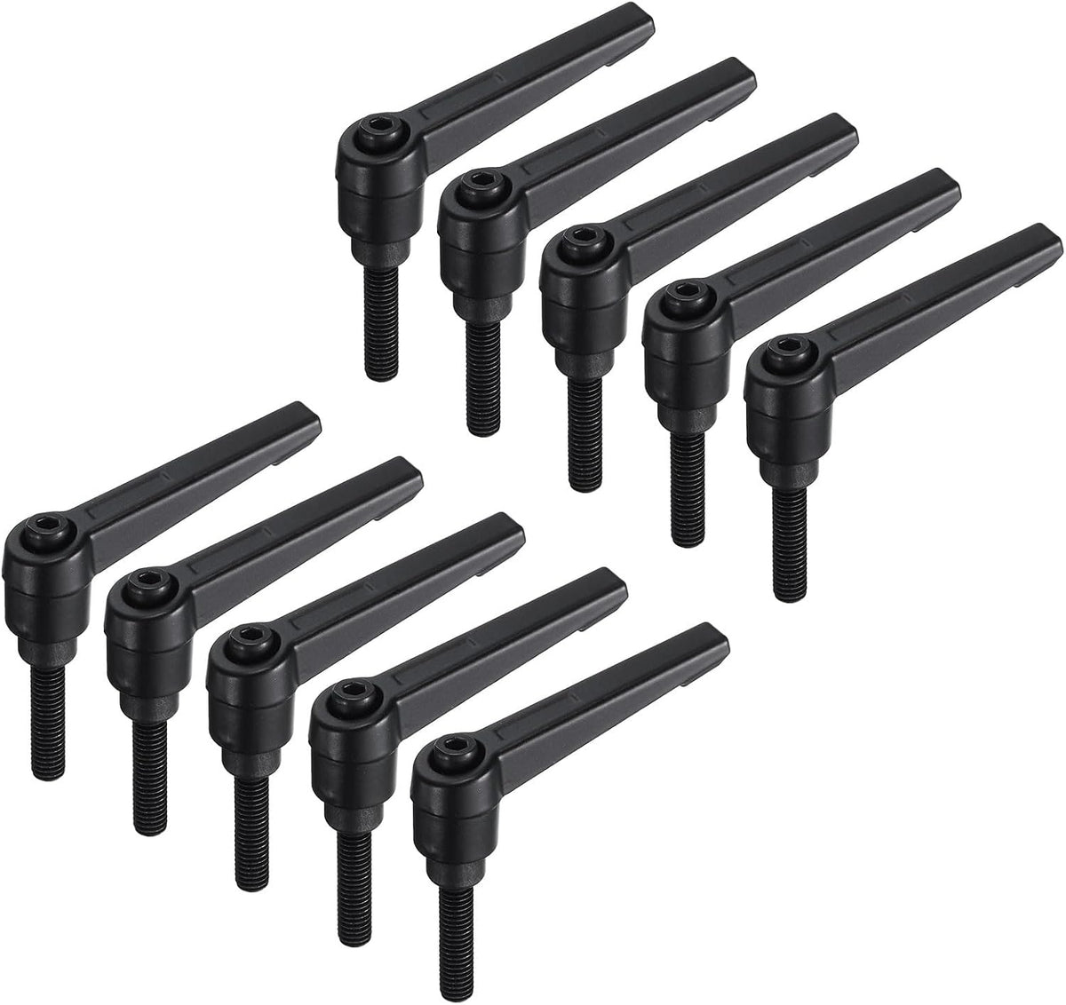 10pcs Lever Adjustable Handles M6 x 25mm Metric Male Thread, Level Clamping Handle Hand Stud Knobs Rotating Screw Handles Bolts with Locking Lever, Black