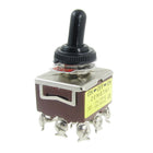 On/Off/On 3PDT Toggle Switch with Waterproof Boot, AC, 250V, 15 Amp, 380V, 10 Amp