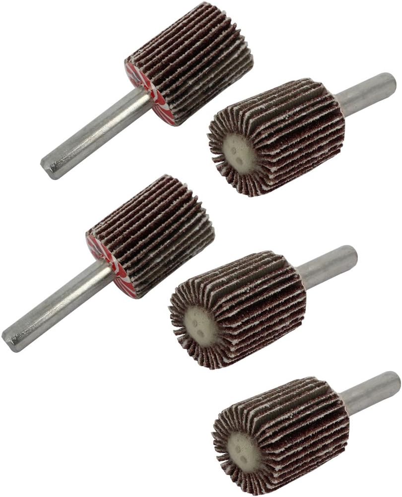 6mm Shank 20mm Dia Cylindrical Head Emery Cloth Abrasive Flap Wheel 5pcs