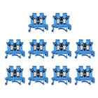 DIN Rail Terminal Block UK2.5B 800V 32A Screw Type Clamp 2.5mm2 Blue 10 Pcs