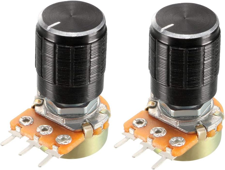 2Pcs 1K Ohm Variable Resistors Single Turn Rotary Carbon Film Taper Potentiometer with Knobs