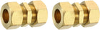 2Pcs Brass Compression Tube Fitting, 15mm NPT Compression Union Connectors & Sleeves, Brass Straight Coupling Adapter