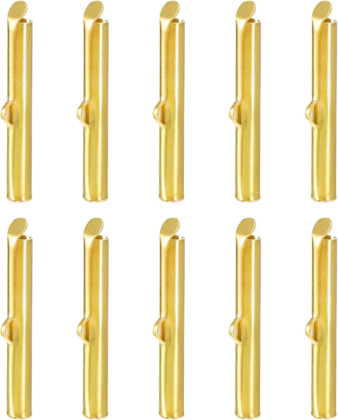 10Pcs Slide on End Clasps, 35mm Tube Ball Bead Slider Crimp Ends for Multi-Strand DIY Craft Making, Gold Tone
