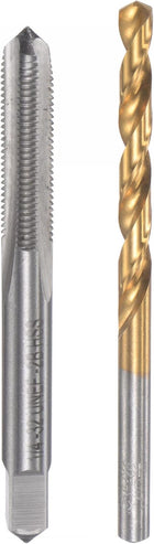 1/4-32 UNEF Straight Flute Thread Tap and 5.5mm Twist Drill Bit Set, Titanium Plated 6542 High Speed Steel Drilling Bit Machine Threading Tap