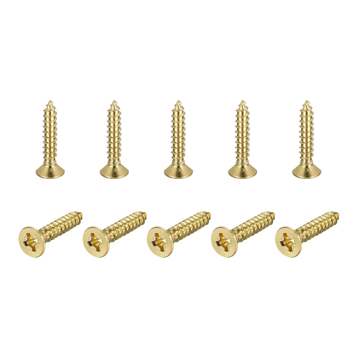 Brass Wood Screws, M4x20mm Phillips Flat Head Self Tapping Connector for Door, Cabinet, Wooden Furniture 50Pcs
