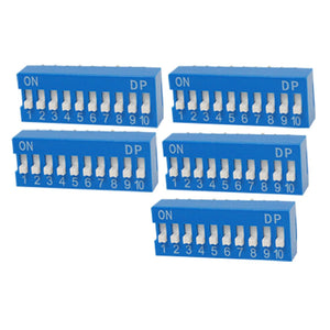 5 Pcs Electronic Components 10 Ways Slide Type DIP Switch Blue