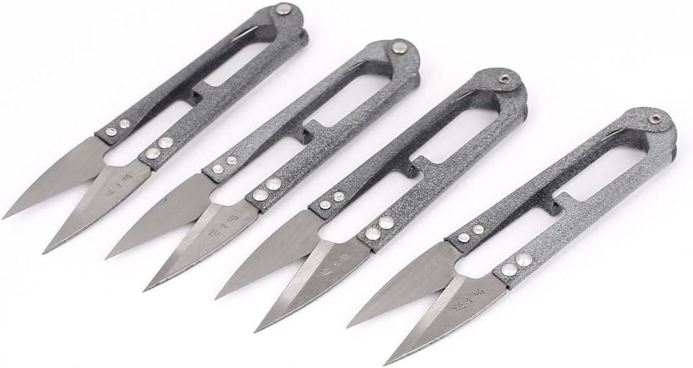 LinkMejor Thread Fishing Line Sewing Yarn Scissor Cutter Snipper Gray 4Pcs