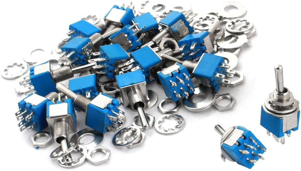 20PCS AC 125V 3A 6mm Panel Mount Dia DPDT ON/ON Locking Toggle Switch