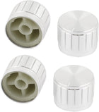 4x Silver Tone Plastic Potentiometer Rotary Control Knobs Caps 17x23mm