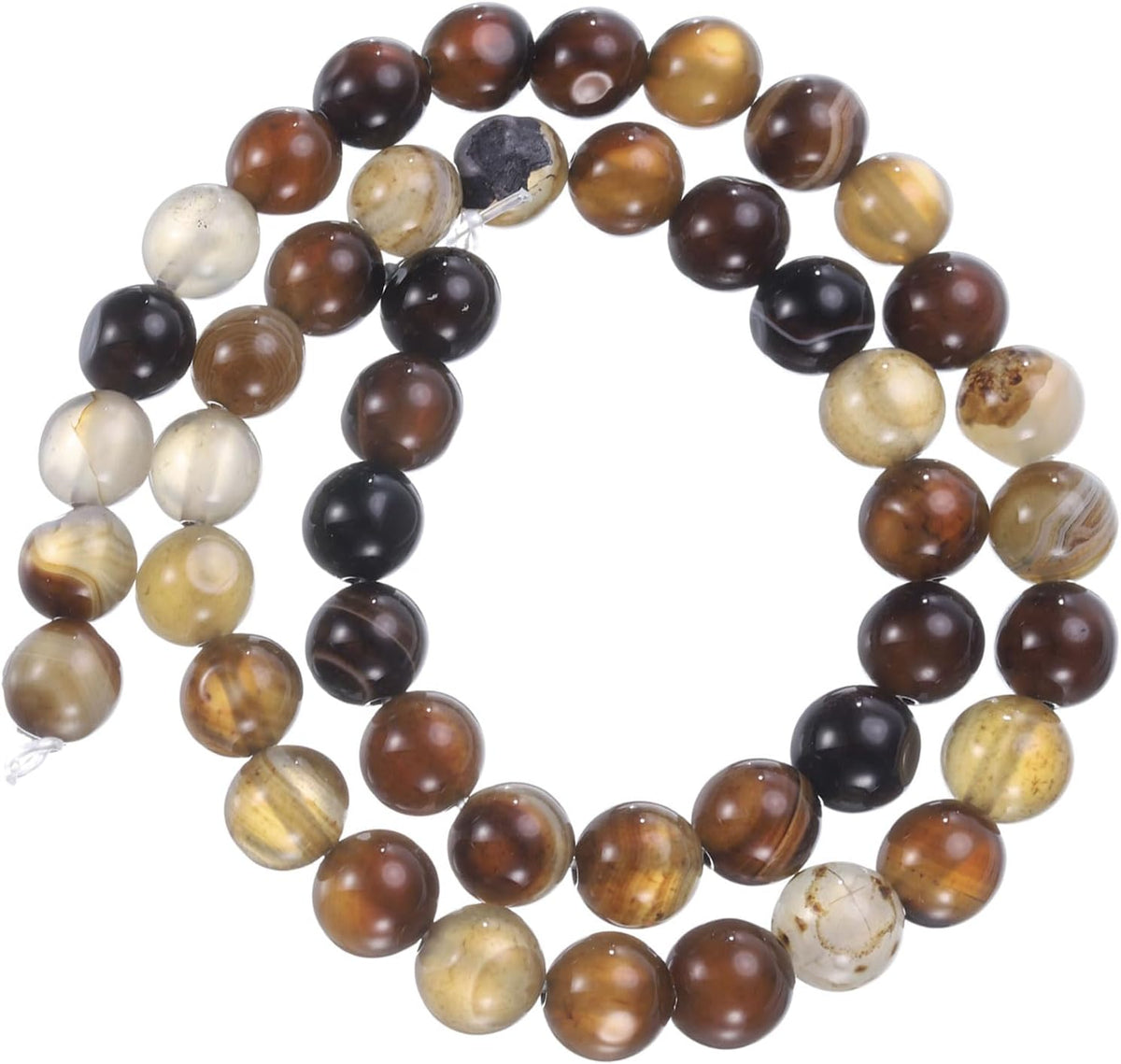 Mixed Brown Agate Beads 8mm Natural Gemstone Beads Smooth Round Loose Beads for Bracelet Jewelry Making DIY (1 Strand - 47pcs)