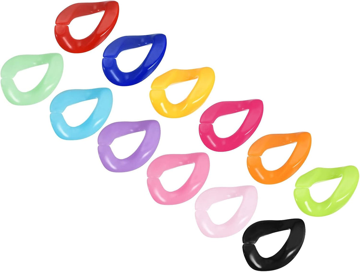 Acrylic Link Rings, 23mm Quick Linking C-Clips Hooks for Purse Bag Chain, DIY Craft Making, 4Sets of 12Colors (48Pcs)
