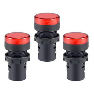 3Pcs Red Indicator Light AC/DC 110V, 22mm Panel Mount, for Electrical Control Panel, HVAC, DIY Projects