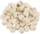 50 Pcs Geometric Wood Beads, 16mm/0.63inch Unfinished Geometric Hexagon Bead, Natural Color Loose Spacer Beads for Jewelry Craft Making Home Decor