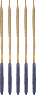 Diamond Needle Files, 3mm x 140mm Titanium Coated Triangle Files Hand Tool with TPU Handle for Metal Stone Wood 5pcs