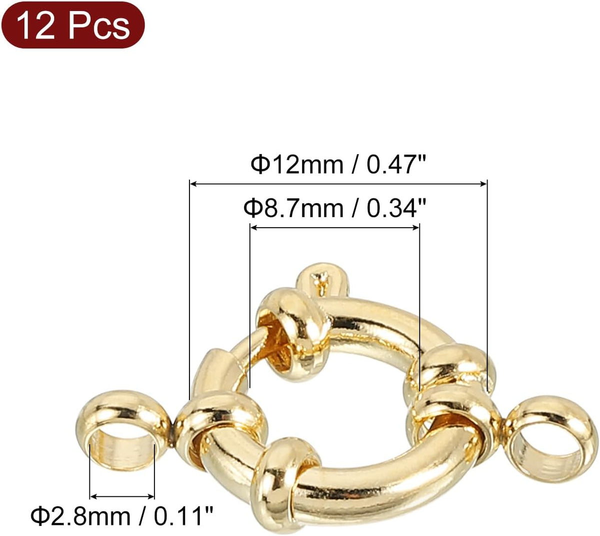 スプリングリングカラープレート、12Pcs 12mmステンレススチールラウンドクローズスプリングリングカラープレートコネクターフォーディイネックレスブレスレットジュエリー作成、ゴ