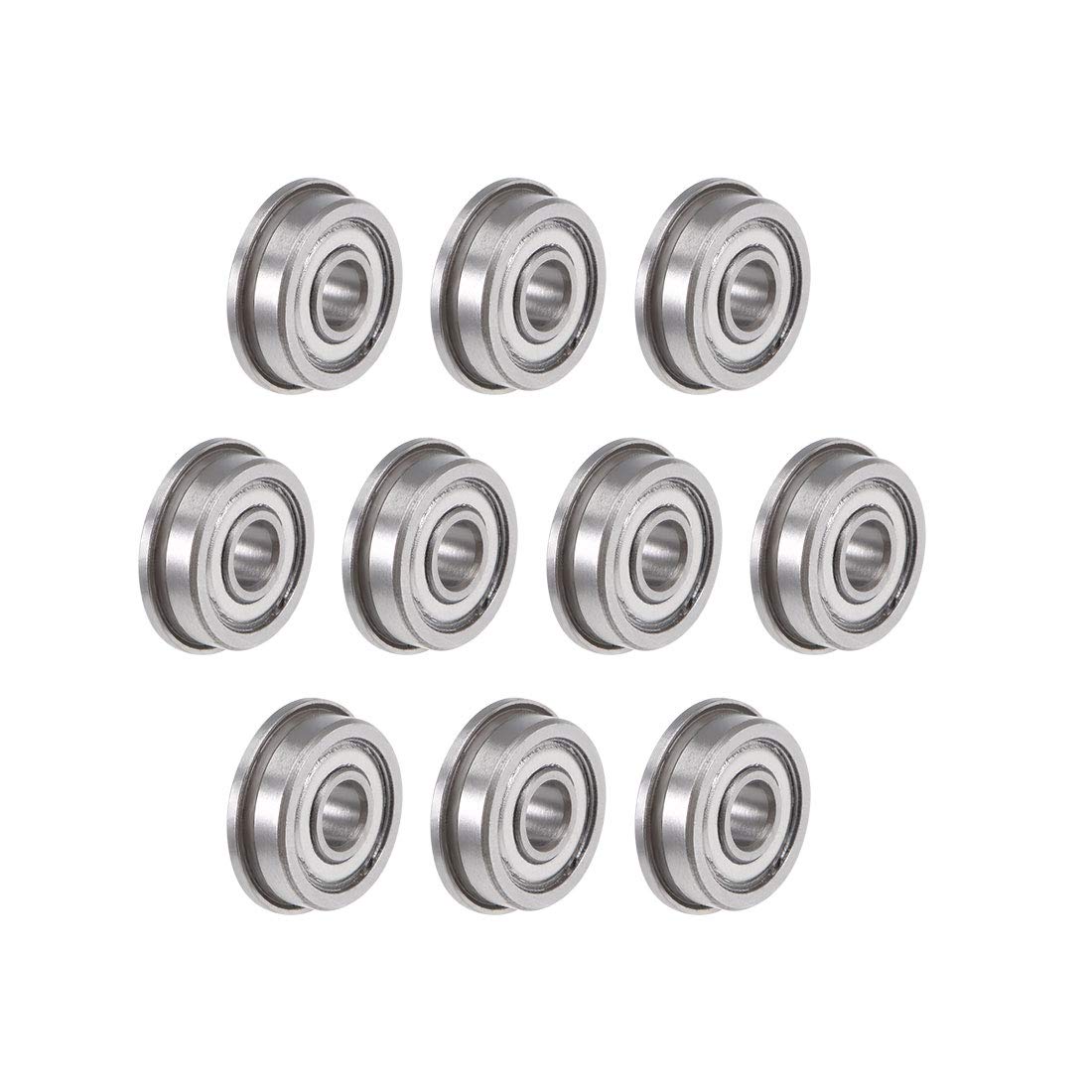 F604ZZ Flanged Ball Bearing 4x12x4mm Shielded Chrome Steel Flange Rip Bearings 10pcs