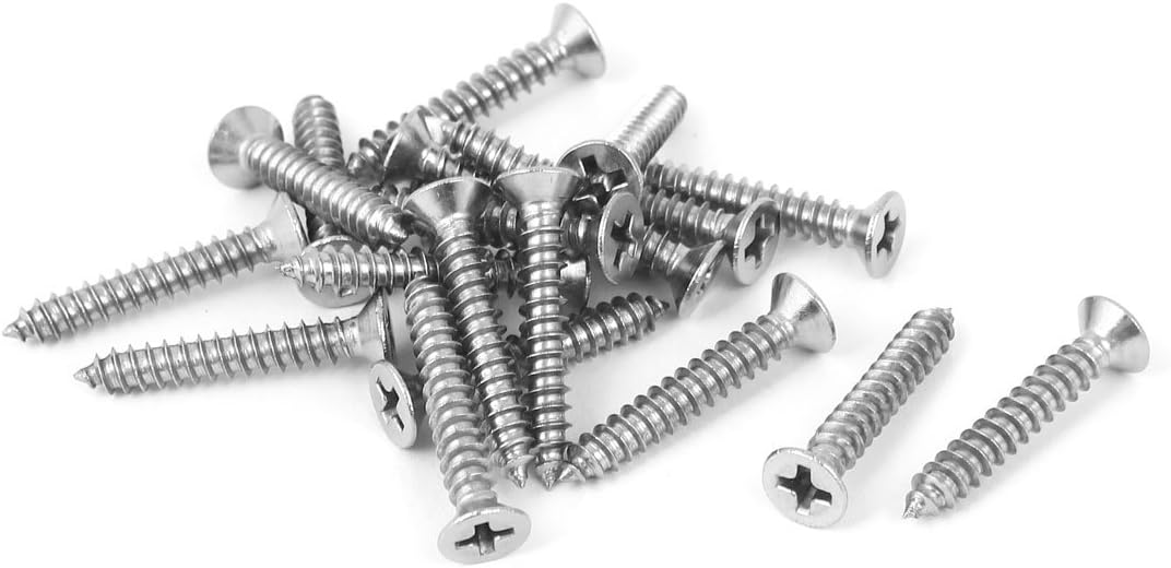 M4x25 304 Stainless Steel Flat Phillips Head Self Tapping Screw 20 Pcs