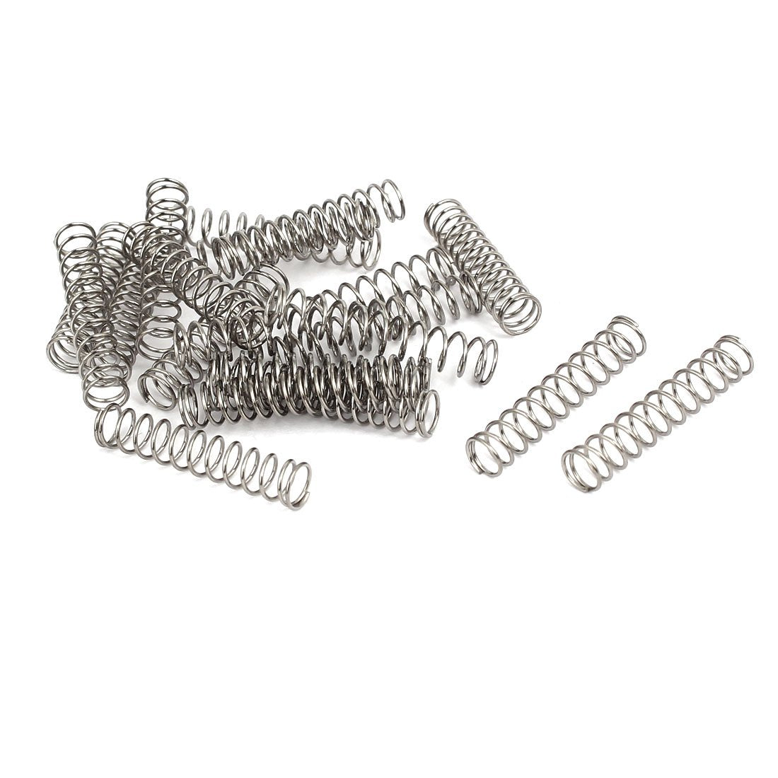 Compression Spring,304 Stainless Steel,5mm OD,0.5mm Wire Size,25mm Free Length,Silver Tone,20Pcs