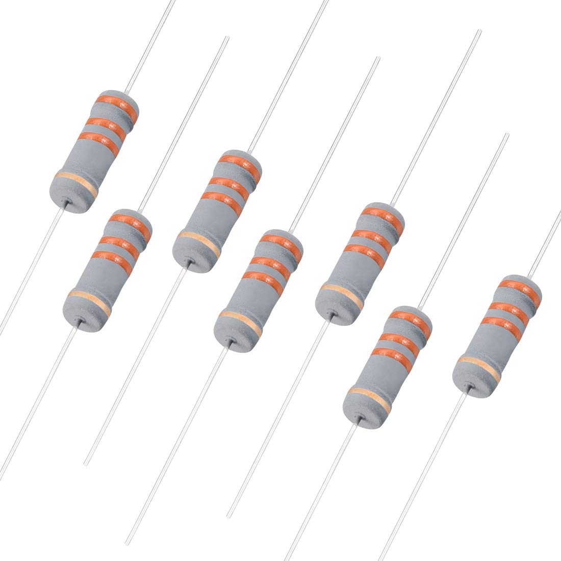 50Pcs 33K Ohm Resistor, 2W 5% Tolerance Carbon Film Resistors, 4 Bands for DIY Electronic Projects and Experiments
