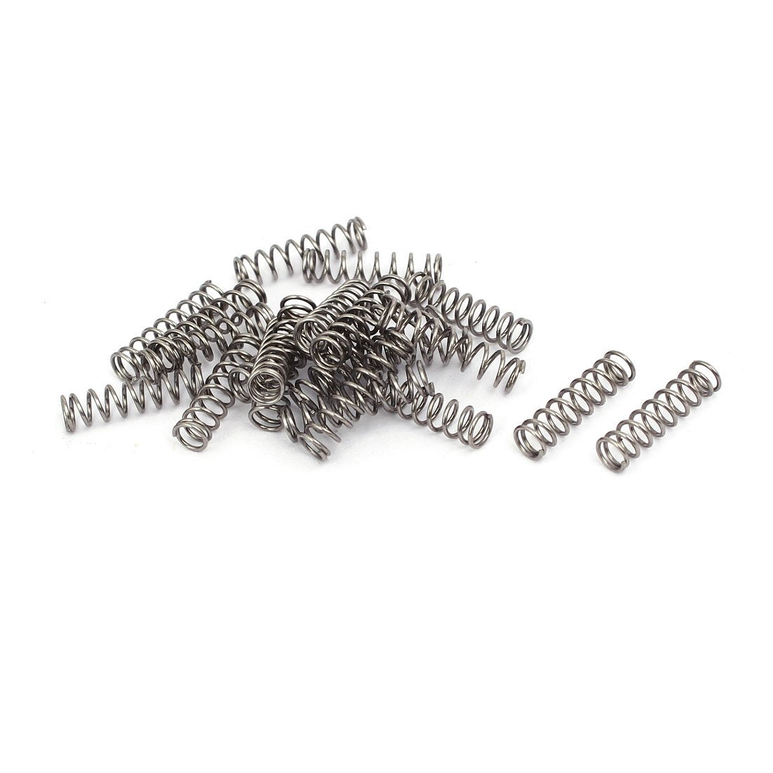 Compression Spring,304 Stainless Steel,4mm OD,0.5mm Wire Size,15mm Free Length,Silver Tone,20Pcs