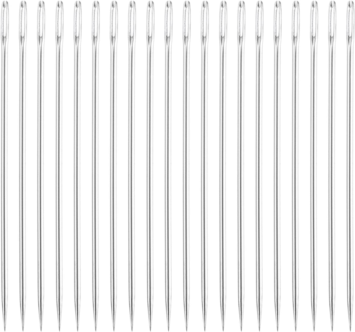 20Pcs Large Eye Needle, 1.26" 0.6mm High Carbon Iron Embroidery Thread Needle Sewing Big Eye Needle Knitting Needles for Hand Sewing Art Crafts, Silver