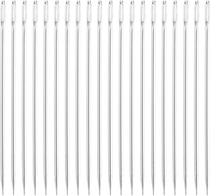20Pcs Large Eye Needle, 1.26" 0.6mm High Carbon Iron Embroidery Thread Needle Sewing Big Eye Needle Knitting Needles for Hand Sewing Art Crafts, Silver