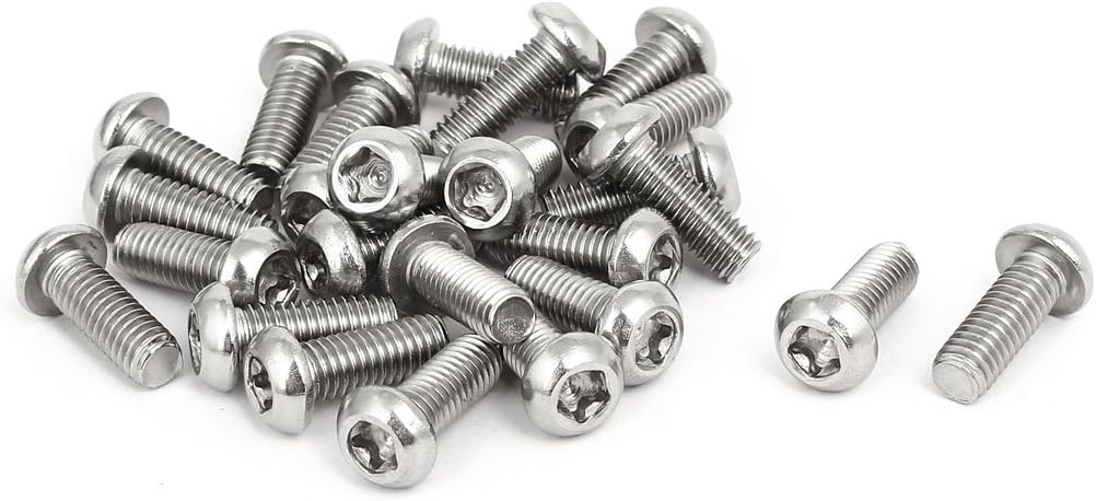 M6x16mm 304 Stainless Steel Fully Thread Button Head Torx Five-Lobe Screw 25pcs