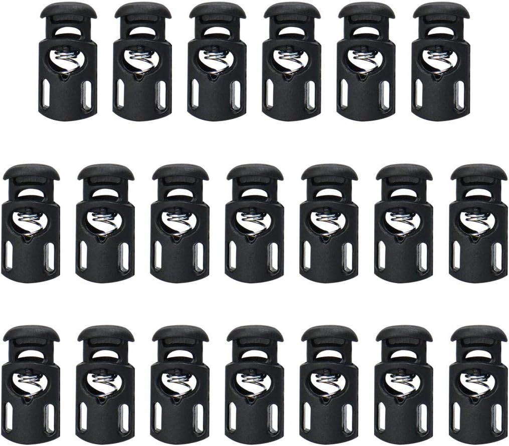LinkMejor Plastic Cord Locks Stoppers End Spring Stop Single Hole Toggle Fastener Stoppers Rope for Clothing