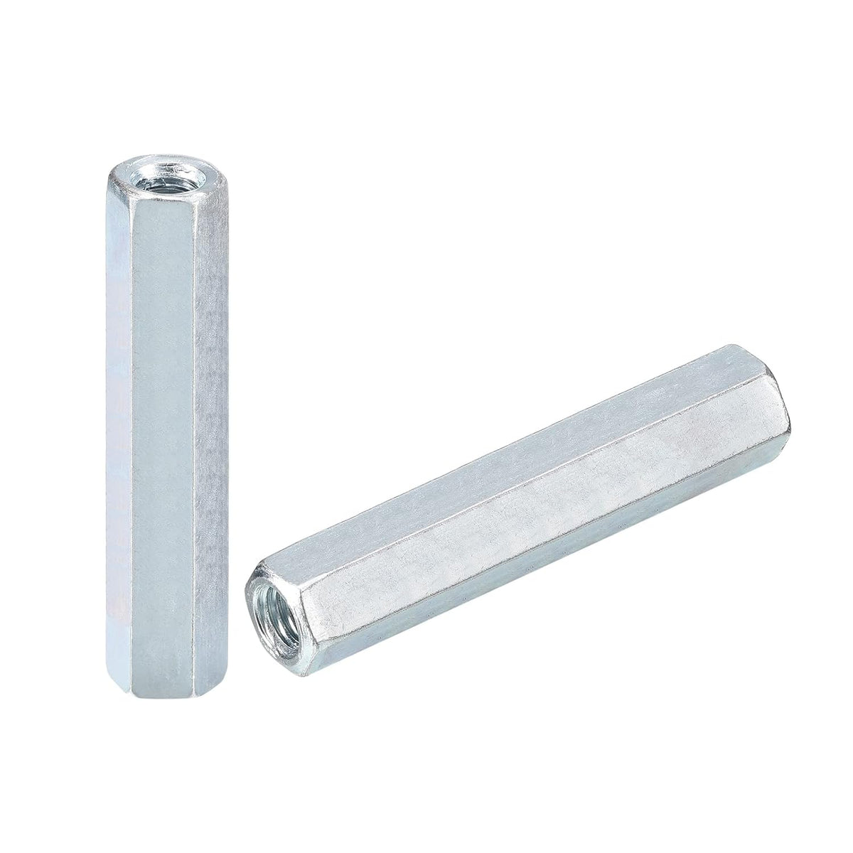 6pcs M6x10x50mm Coupling Nuts - Galvanized Carbon Steel Hex Threaded Rod Coupler for Furniture, Electronic, Industrial