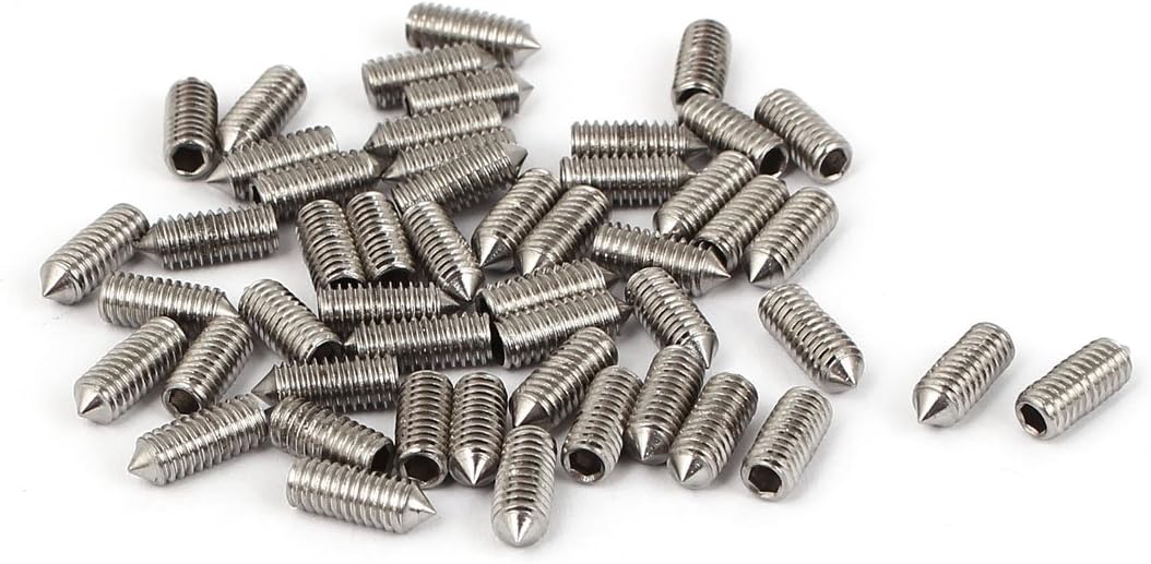 M4 x 10mm 304 Stainless Steel Cone Point Hex Socket Grub Screw 50 Pcs