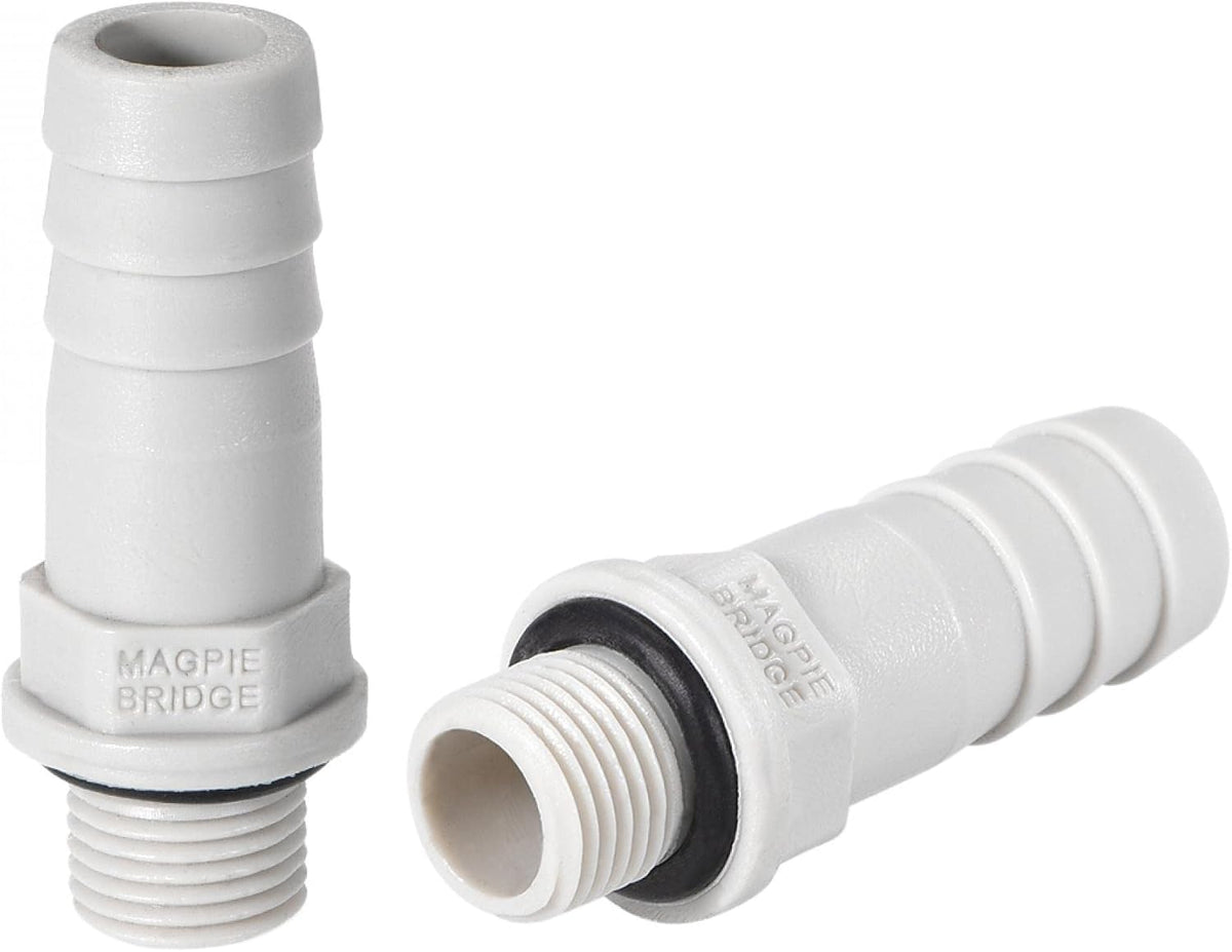 PVC Barb Hose Fitting Connector Adapter 10mm or 25/64" Barbed x 1/8NPT Male Pipe 2pcs