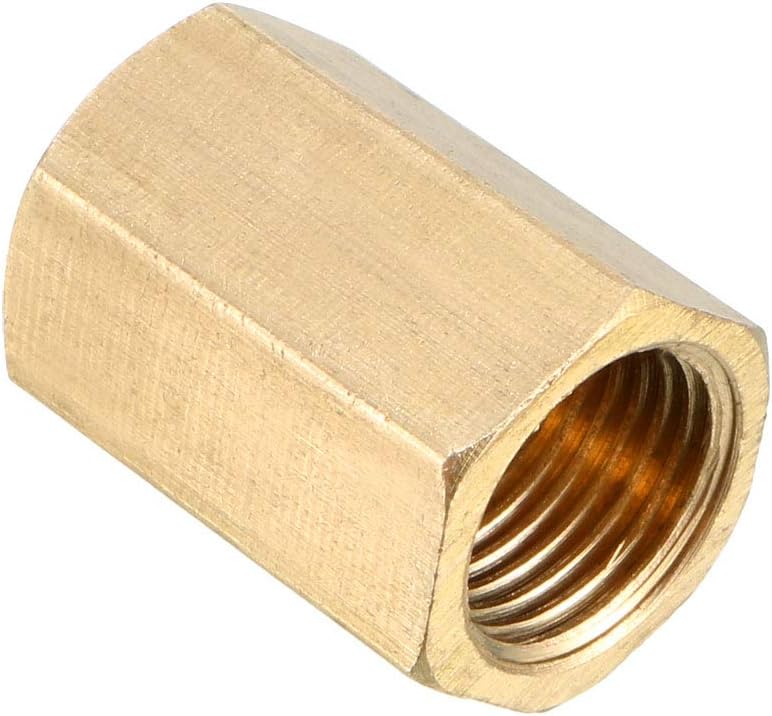 Brass Pipe Fitting Coupling, 1/8 PT Female Thread Straight Hex Rod Adapter