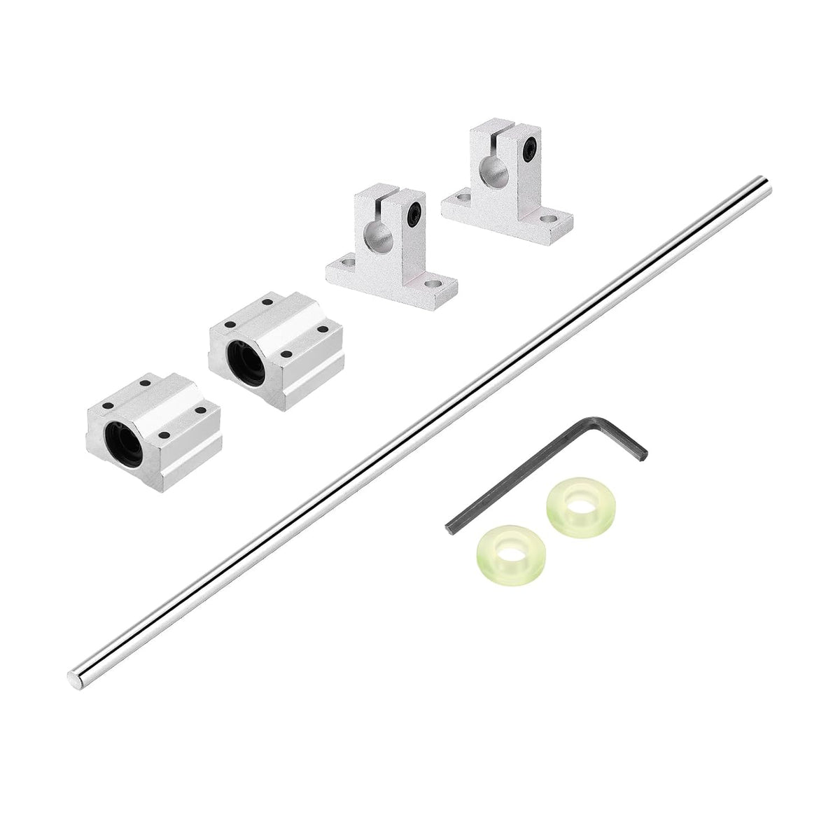10mm x 250mm Linear Motion Rod Shaft Guide with 2 Pcs SC10UU Ball Bearings & 2 Pcs SK10 Aluminum Rail Support, Hard Chrome Plated Linear Guide Rails for 3D Printer, CNC Machine