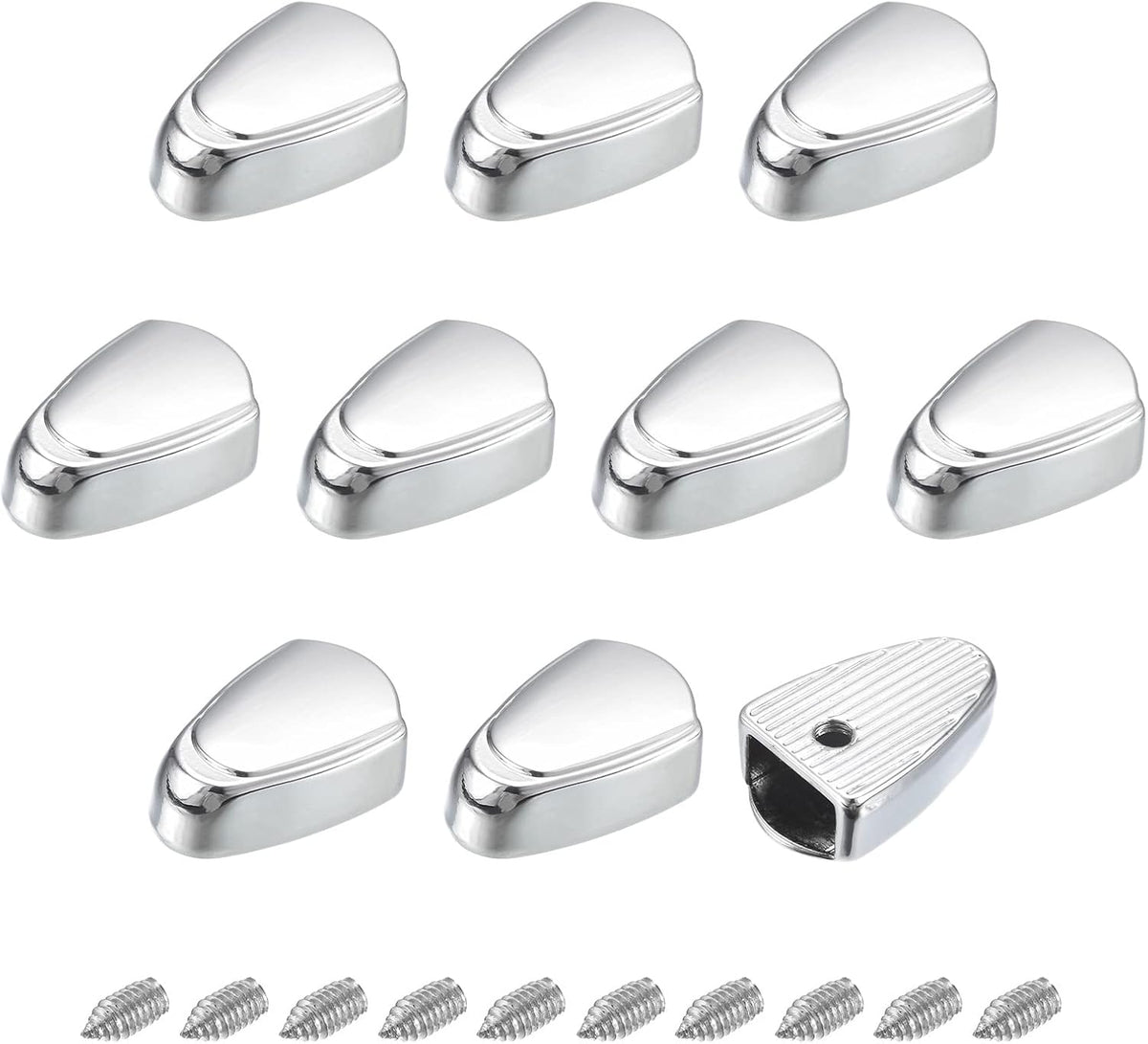 Metal Zipper Stopper, 20Pcs 0.35'' Thumb Zipper Tail Clip Plug Head for DIY Decoration Leather Craft Hardware, Chrome