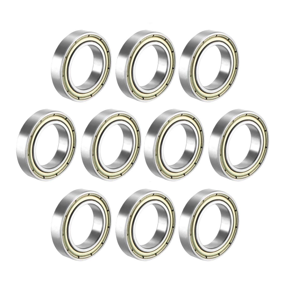 6802ZZ Deep Groove Ball Bearing Double Shield 6802-2Z 1080802, 15mm x 24mm x 5mm Carbon Steel Bearings (Pack of 10)
